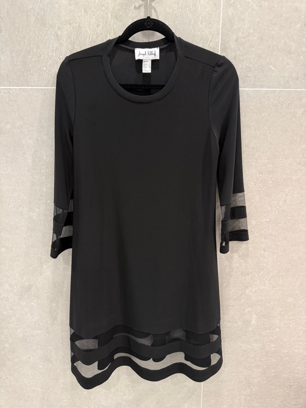 Joseph Ribkoff Black Sheer-Stripe Dress